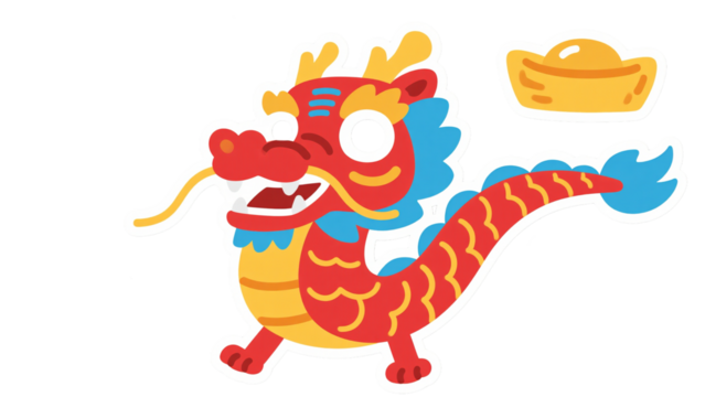  Chinese New Year Dragon with Gold Ingot
