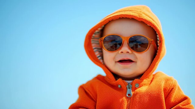 Little baby having fun on a sunny day