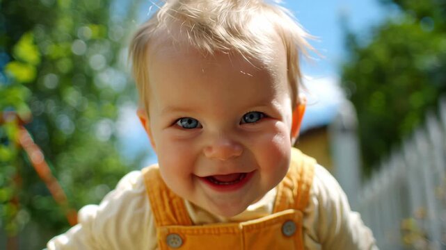Little baby having fun on a sunny day