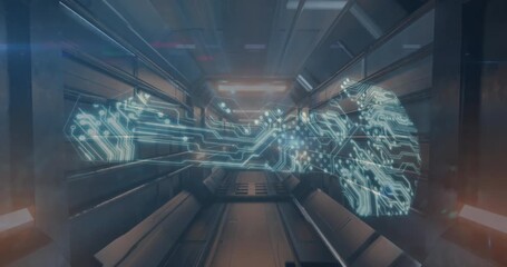 Animation of digital key over moving industrial tunnel - Powered by Adobe