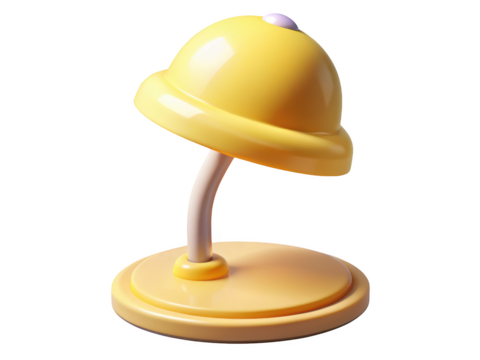 Stylish yellow desk lamp modern design home decor minimalist aesthetic interior lighting office accessory decorative element 3d illustration isolated on transparent background - Powered by Adobe