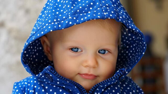 Little baby having fun on a sunny day
