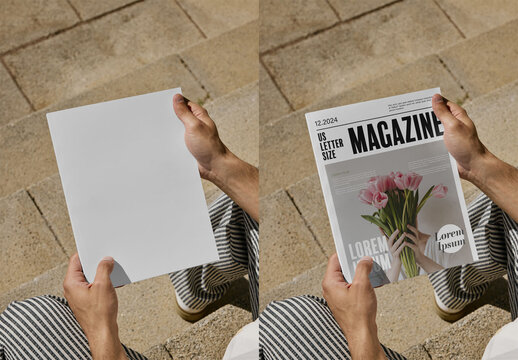 Mockup Of Man Holding Customizable Us Letter Magazine