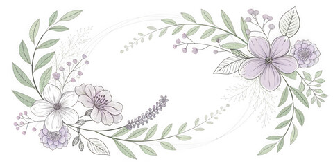 Elegant silver flower and leaf wreath design on a contrasting transparent background