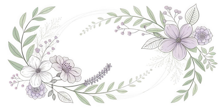 Elegant silver flower and leaf wreath design on a contrasting transparent background