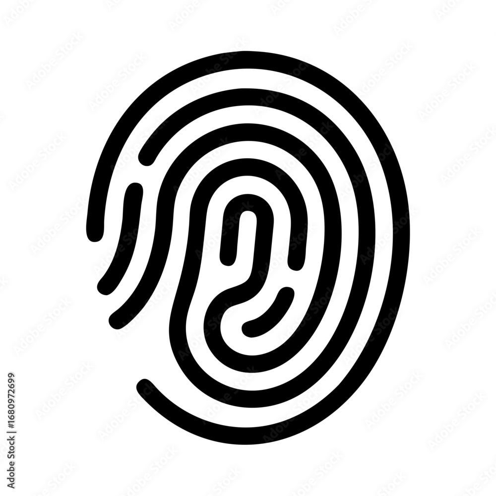 Poster vector art of fingerprint icon for security and identification purposes, representing unique biometr