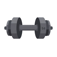 Naklejka premium A gray dumbbell, featuring weight plates, ready for a workout session, isolated on white.