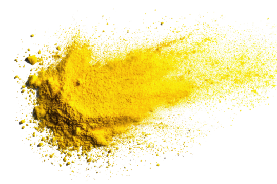 Yellow powder explosion on black