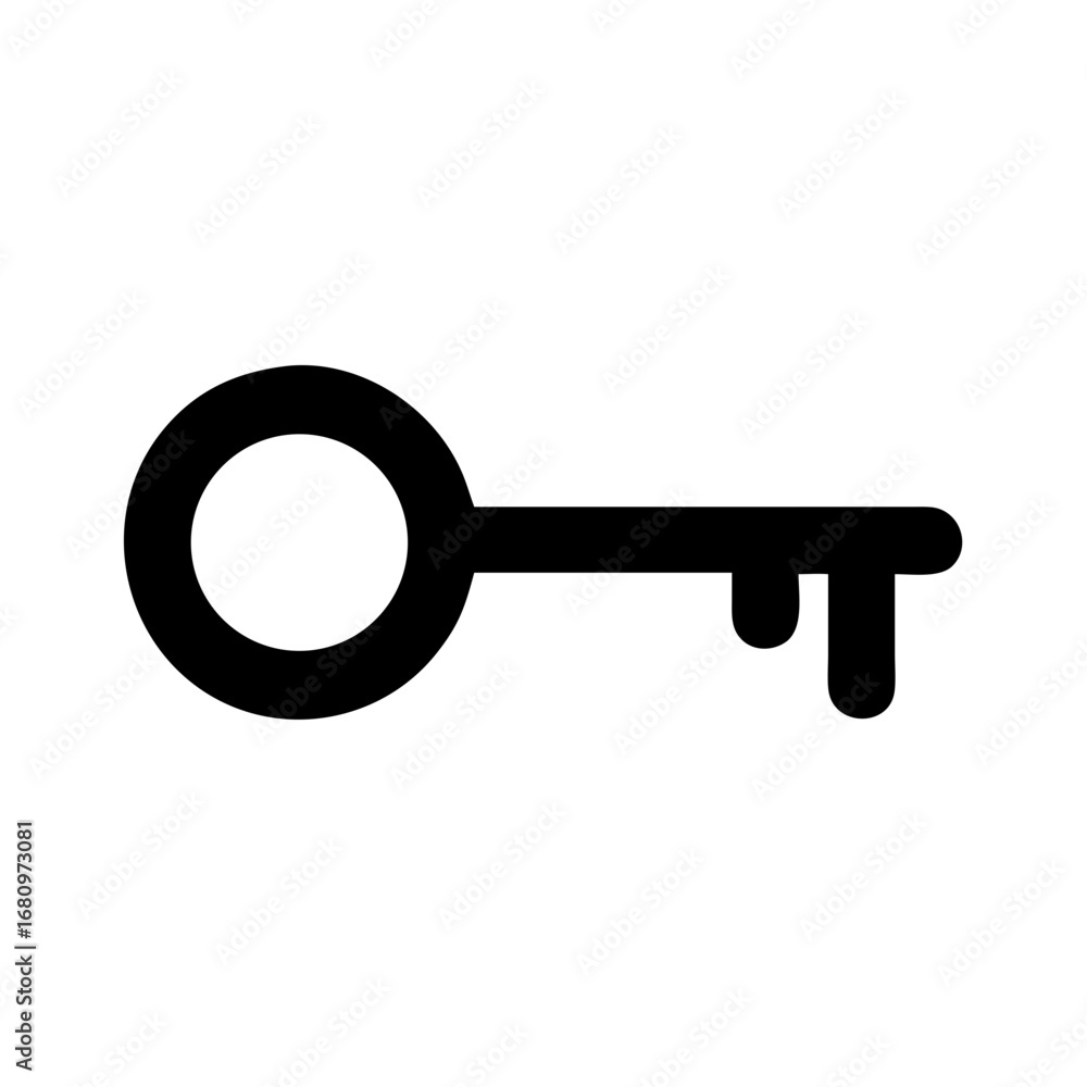 Poster vector art of simple black key, perfect for security, access, and unlocking concepts in a clean and 