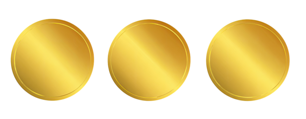 Three gold circular medallions