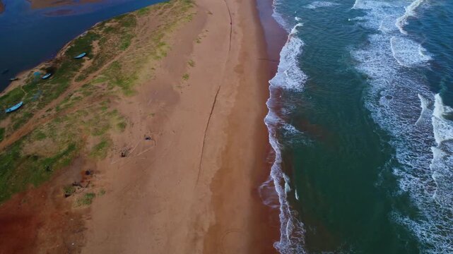 Aerial drone view of beutiful east coast of India