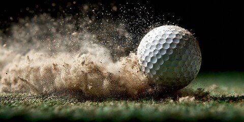 High contrast capture of a golf ball striking a hole for dramatic sports photography effect