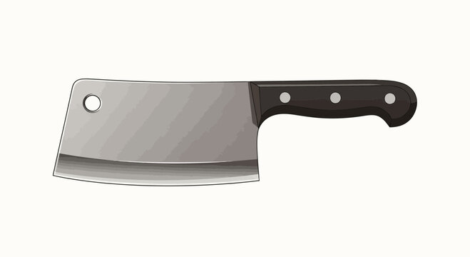 Butcher knife illustration with black handle on a clean background
