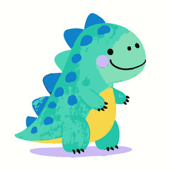 A beautifully illustrated watercolor composition showcasing a variety of small and large dinosaurs, including a gentle apatosaurus, a playful baby triceratops