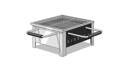Isometric illustration of a portable charcoal grill for outdoor cooking