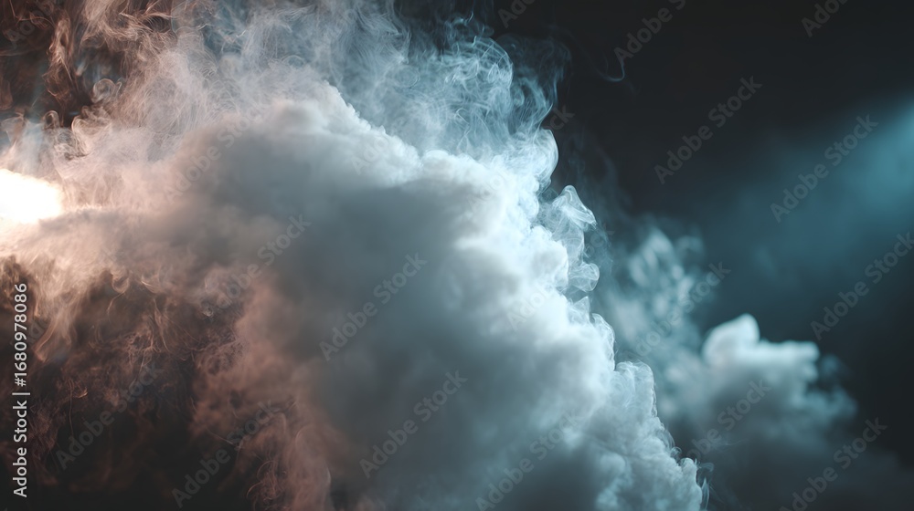 Poster atmospheric smoke: abstract and ethereal forms of billowing smoke, illuminated with a dramatic inter