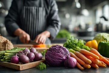 Fresh Organic Vegetables and Herbs for Healthy Culinary Preparation