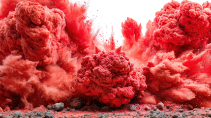Red Abstract Explosion with Dynamic Cloud Forms