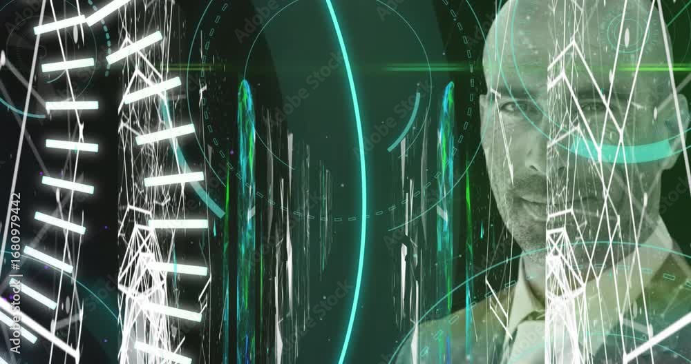 Aufkleber digital video showcases green tech in data processing and communication.