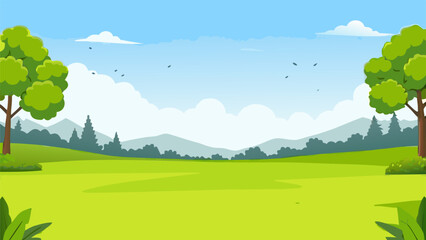 Fototapeta premium a serene landscape with lush green fields and distant mountains