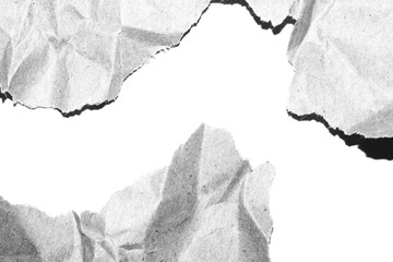 Abstract grunge black and white distressed texture torn crumpled paper overlay background