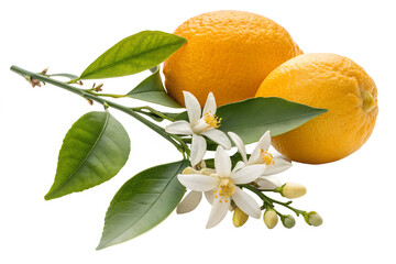 Orange and Lemon Branch with Blossoms: A Citrus Tree in Bloom