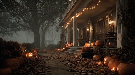 Halloween background with pumpkins