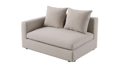  sofa with two seats, placed against an isolated white background. the sofa features square armrests and wooden legs that add a touch of elegance to the design. this is a high-quality photograph captu