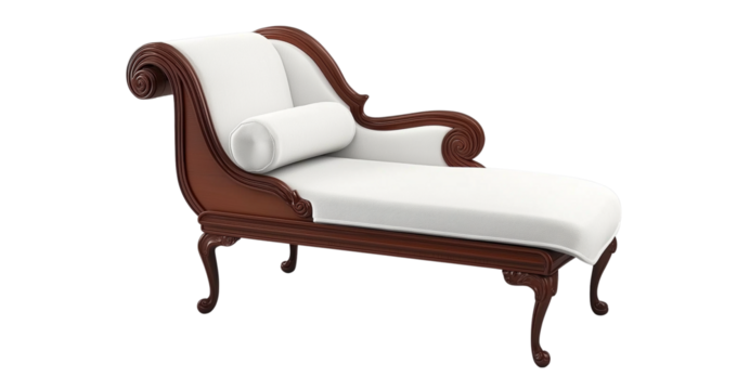 3d model of a  sofa with buttons, a scandinavian-style sofa with wooden legs, at a 45-degree angle, against a gray background, with a perspective grid on the floor and in the bottom-left corner 