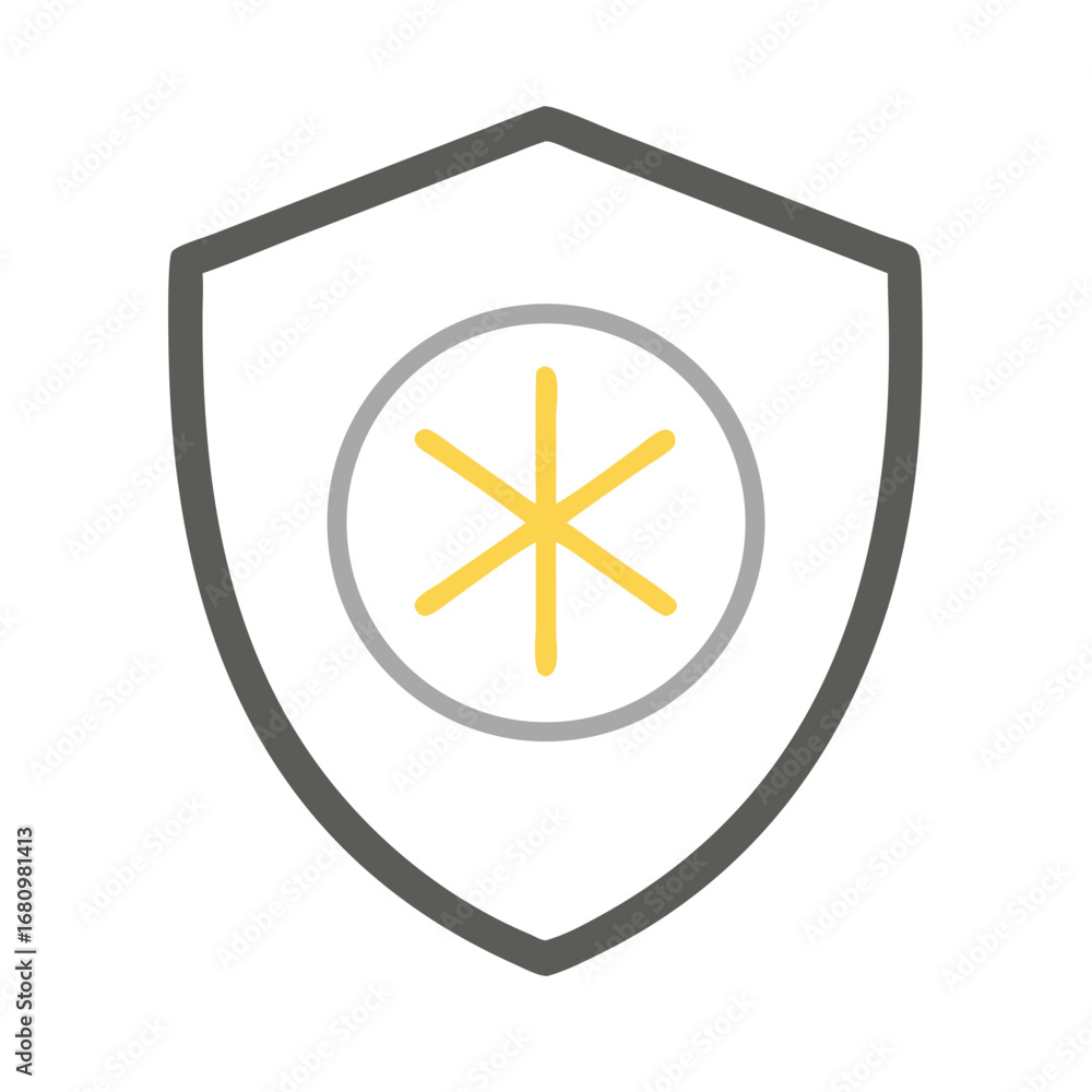 Poster vector art of shield icon with a star inside, representing security, protection, and safety in a sim