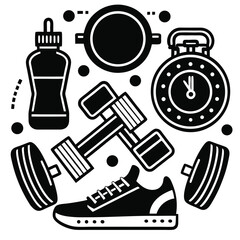 Obraz premium Sport and Workout Equipment&nbsp;Icons&nbsp;Set