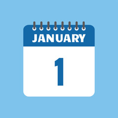 january 1 calendar icon Vector page month design