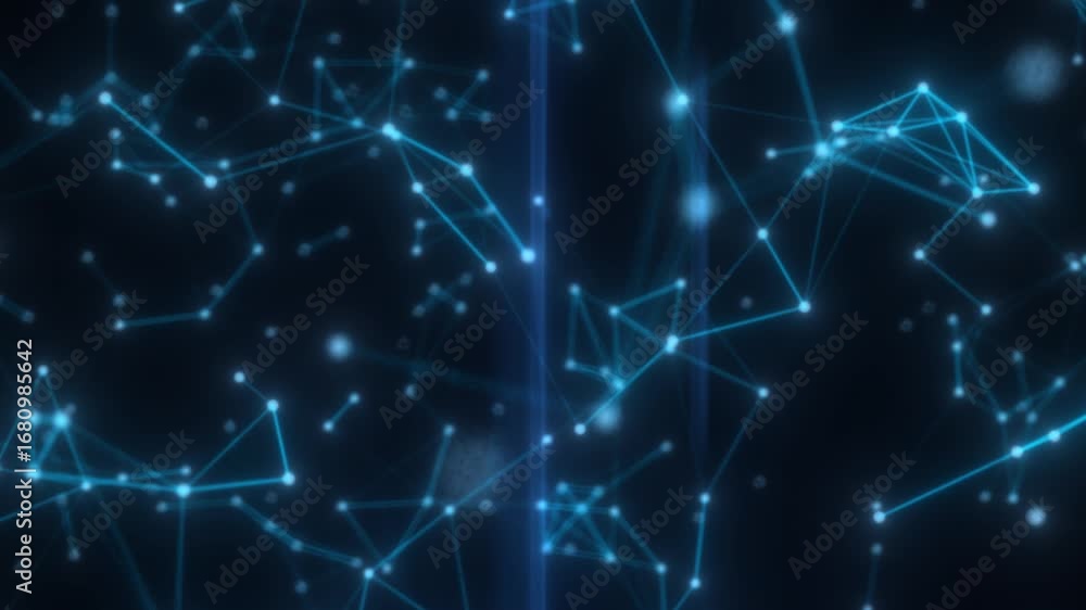 Poster abstract digital network with glowing blue points and connecting lines