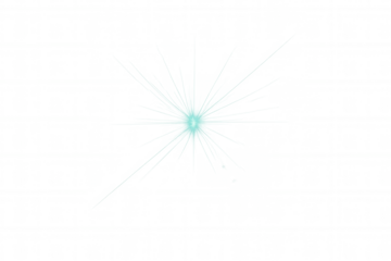 Cyan glow light effect radiating with beam rays, isolated on a transparent background, creating a vibrant and magical atmosphere