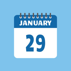 january 29 calendar icon Vector page month design
