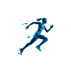 Obraz premium Female runner in motion, a symbol of fitness and determination isolated on transparent background