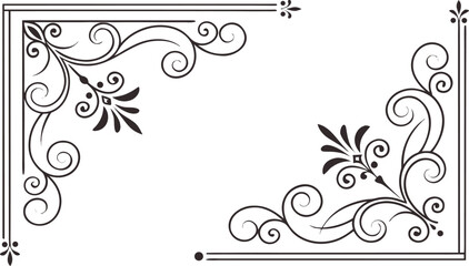 Adobe Illustrator Artwork A vector illustration of elegant decorative corners with ornate swirling lines for border design