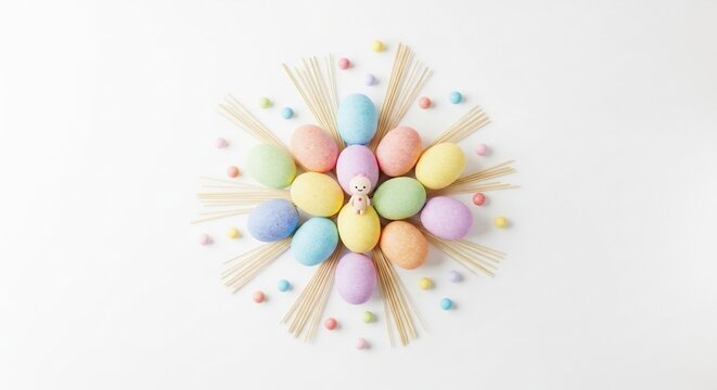 Pastel Easter Eggs Arrangement. - Powered by Adobe