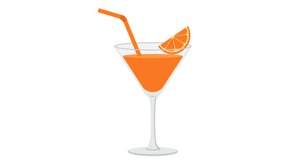 Refreshing orange juice cocktail in a martini glass with a straw and orange slice garnish