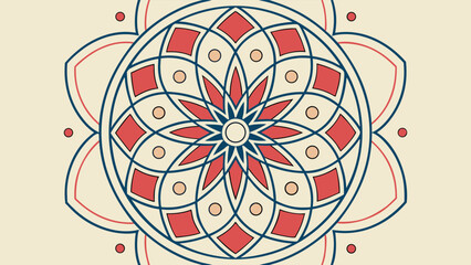 Adobe Illustrator Artwork A colorful geometric floral vector pattern with red and blue repeating design for graphic resources