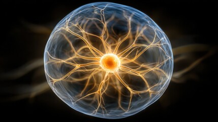 AI as abstract energy pulses, glowing neural storm