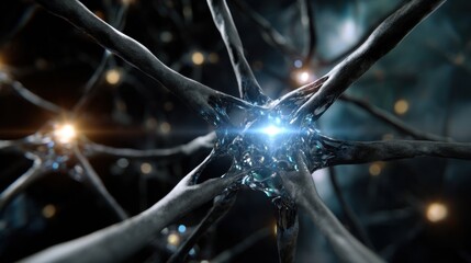 Neural network fading into depth, data perspective grid