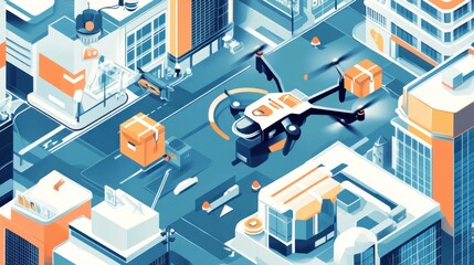 Obraz premium Futuristic urban delivery drone