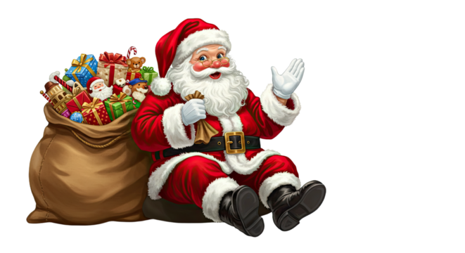 Jolly Santa Claus with Gift Sack.