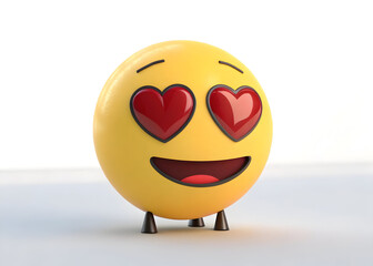 Yellow emoji with heart eyes expressing love and affection on a clean white background