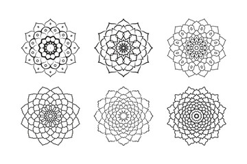 Black Line Art Mandala Set &ndash; Intricate Hand-Drawn Designs for Coloring, Crafts & Decor