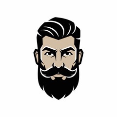 Man logo, Funny cartoon vector of a bearded man with headphones and sunglasses in a Halloween zombie style