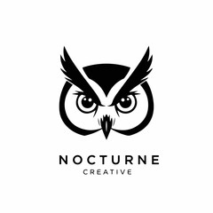 Fototapeta premium Elegant Owl Character Logo Featuring Timeless Black Vector Style