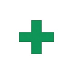 Obraz premium Vibrant green medical cross symbol for healthcare, first aid, and wellness advertising, perfect for clinics, hospitals, and health-focused campaigns, modern and eye-catching