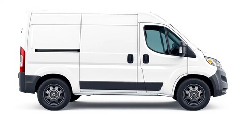 Sleek delivery van icon, side profile, on white background,  transport,  freight
